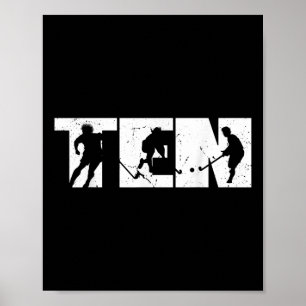 Póster Cumpleaños 10 Retro Hockey sobre Césped Niño 10 Añ
