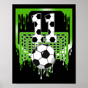Póster Cumpleaños 11 Fútbol Helado Goteo 11 Años Pa
