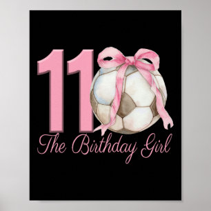 Póster Cumpleaños 11 Niña Futbol Ll Coquette Lazo Rosa 11