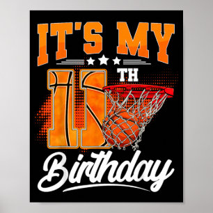 Póster Cumpleaños 11 Niño Basquetbol 11 Años Cumpleaños N