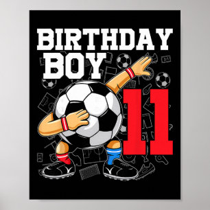 Póster Cumpleaños 11 Para Niños Fútbol Fútbol 11 Años