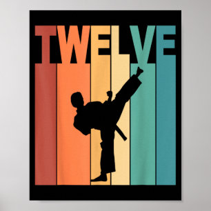Póster Cumpleaños 12 Karate Tema Taekwondo 12 Años