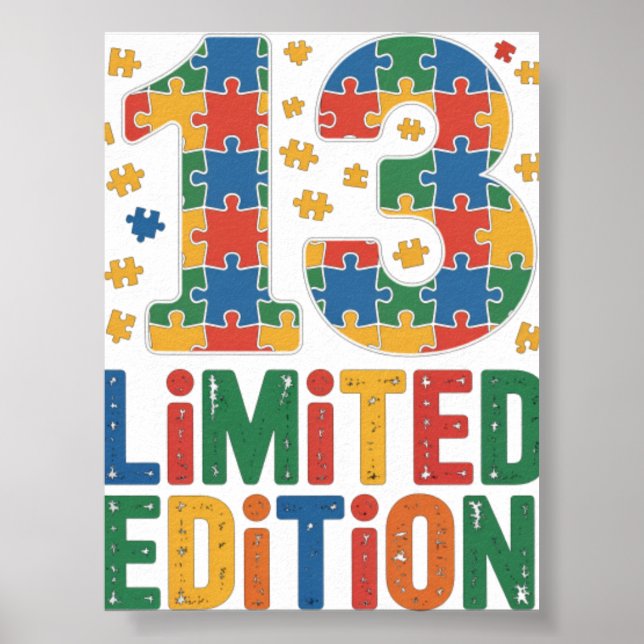 Póster Cumpleaños 13 Años Conciencia del Autismo (Frente)