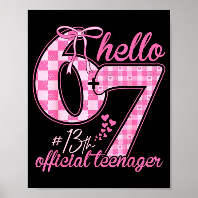 Póster Cumpleaños 13 de adolescente seis siete lazo coque (Frente)