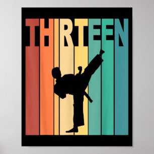 Póster Cumpleaños 13 Karate Tema Taekwondo 13 Años