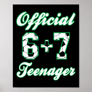 Póster Cumpleaños 13 Oficial Adolescente Divertido Fútbol