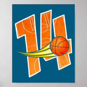 Póster Cumpleaños 14 Baloncesto Soy Niño 14 Cumpleaños Ni