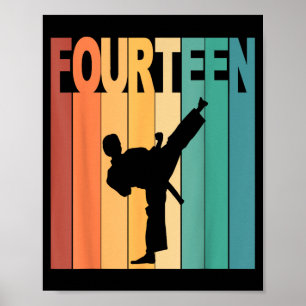 Póster Cumpleaños 14 Karate Tema Taekwondo 14 Años