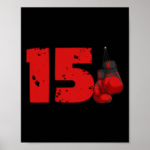 Póster Cumpleaños 15 Boxeo Boxeador de Quince Años Cumple