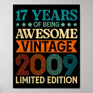 Póster Cumpleaños 17 17 Años De Ser Increíble Vintage 17