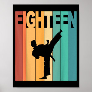 Póster Cumpleaños 18 Artes Marciales Karate Taekwondo Tem