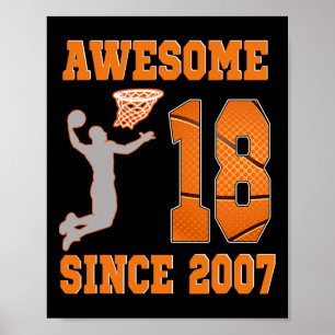 Póster Cumpleaños 18 Niño Increíble Desde 2007 Sketll 18