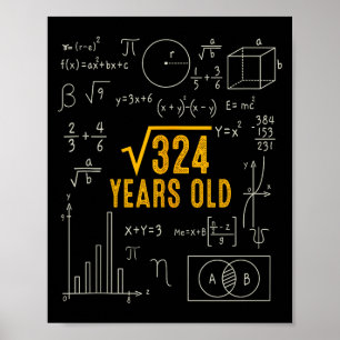 Póster Cumpleaños 18 Raíz Cuadrada De 324 Ama Las Matemát