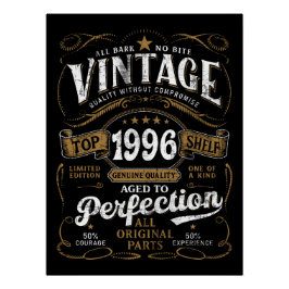 Póster Cumpleaños 1996 Envejecido a la Perfección Vintage