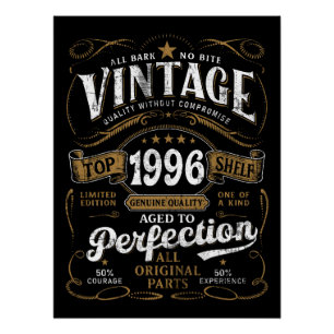 Póster Cumpleaños 1996 Envejecido a la Perfección Vintage
