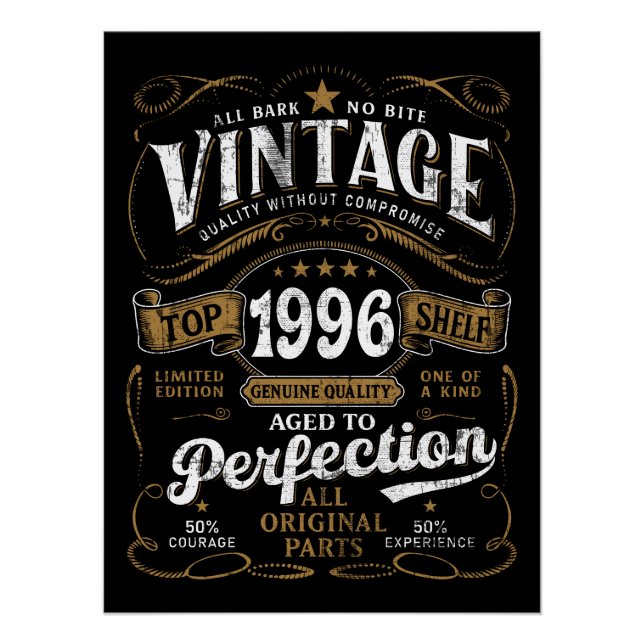 Póster Cumpleaños 1996 Envejecido a la Perfección Vintage (Anverso)