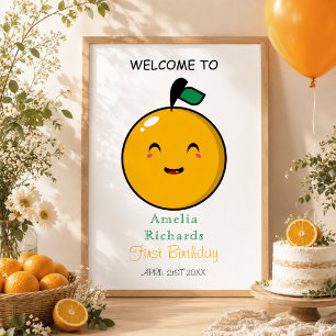 Póster Cumpleaños 1 de Little Cutie Naranja Cítrico
