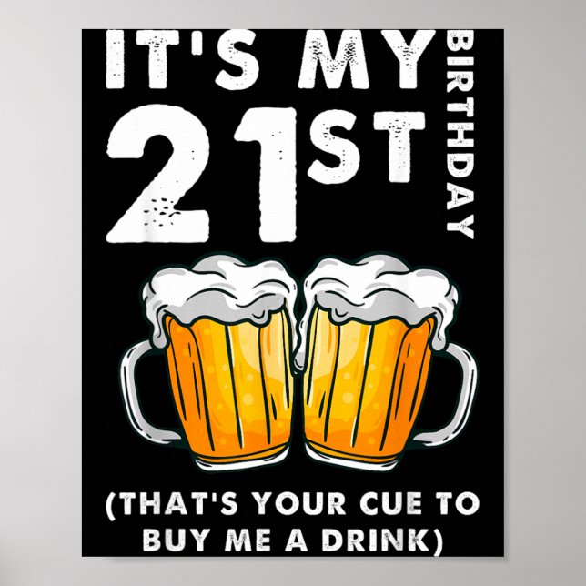 Póster Cumpleaños 21 Es Hora De Comprar Una Bebida Divert (Frente)
