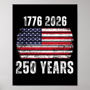 Póster Cumpleaños 250 de América Bandera de EE. UU. Feliz