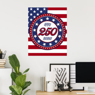 Póster Cumpleaños 250 de América con bandera de EE. UU.
