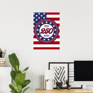 Póster Cumpleaños 250 de América con bandera de EE. UU.