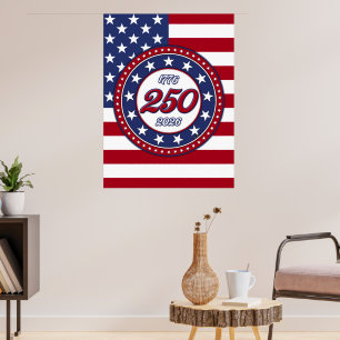 Póster Cumpleaños 250 de América con bandera de EE. UU.