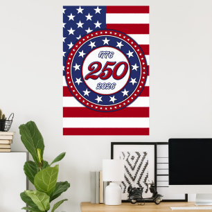 Póster Cumpleaños 250 de América con bandera de EE. UU.