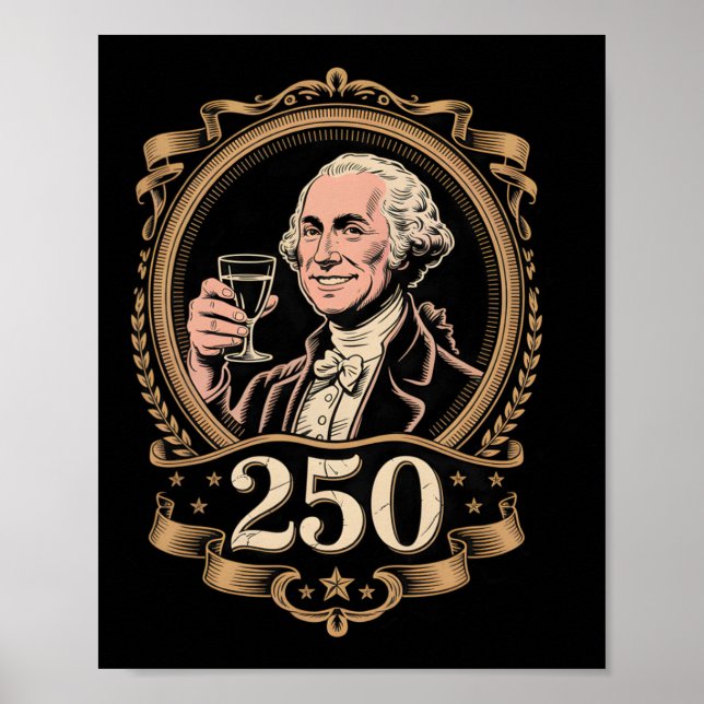 Póster Cumpleaños 250 Retro Independencia de George Washi (Frente)