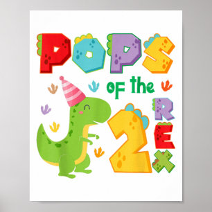 Póster Cumpleaños 2 del niño Ps De Los Dos Rex Dinosaurio