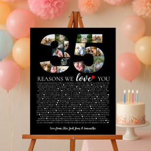 Póster cumpleaños 35 razones por las que te amamos collag