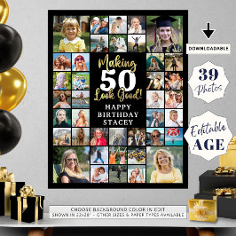 Póster Cumpleaños 39 Collage de fotos Hacer que la EDAD p