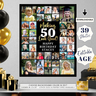 Póster Cumpleaños 39 Collage de fotos Hacer que la EDAD p