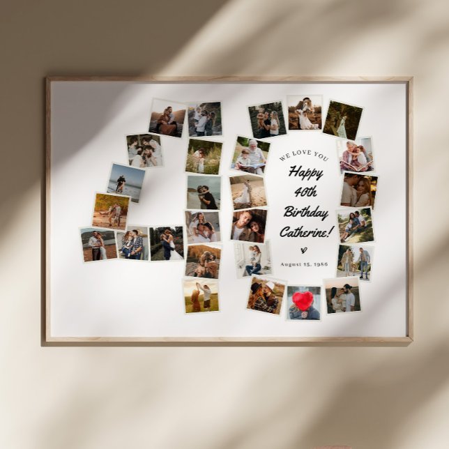 Póster Cumpleaños 40 40 Años Collage de Fotos Post (Subido por el creador)