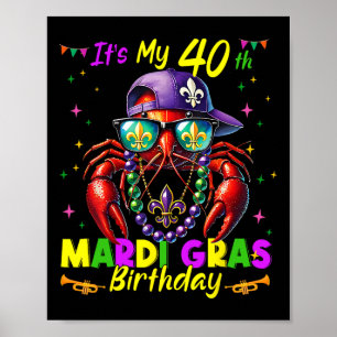 Póster Cumpleaños 40 de Mardi Gras Martes de Carnaval 40