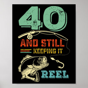 Póster Cumpleaños 40 Pesca Cumpliendo 40 Pescador Hombres