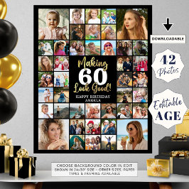 Póster Cumpleaños 42 Collage de fotos que hace que la eda