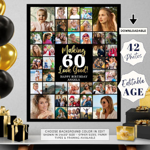 Póster Cumpleaños 42 Collage de fotos que hace que la eda