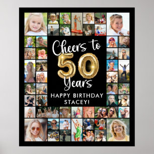 Póster Cumpleaños 50 41 Fotocolage Brindis por 50 Años