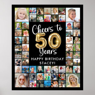Póster Cumpleaños 50 57 Fotocolage Brindis por 50 Años