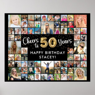 Póster Cumpleaños 50 68 Fotocolage Brindis por 50 Años