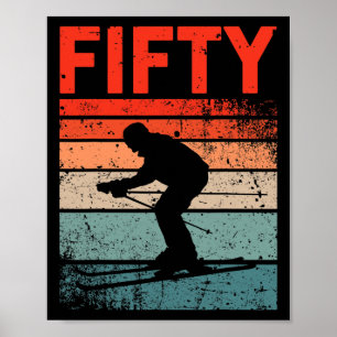 Póster Cumpleaños 50 Retro Esquí Esquí Hombres Mujeres 50