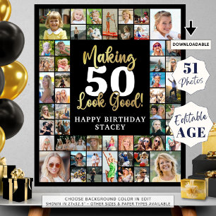 Póster Cumpleaños 51 Collage de fotos Hacer que la EDAD p