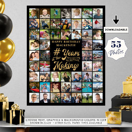 Póster Cumpleaños 55 años de Collage de fotos en proceso