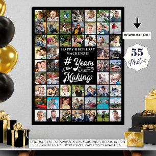 Póster Cumpleaños 55 años de Collage de fotos en proceso