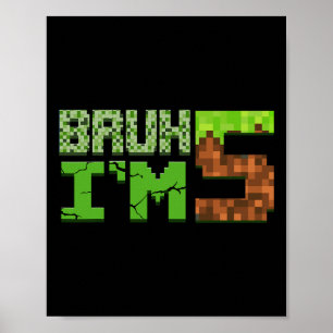 Póster Cumpleaños 5 niños chicos Estoy 5 años Pixel Cumpl