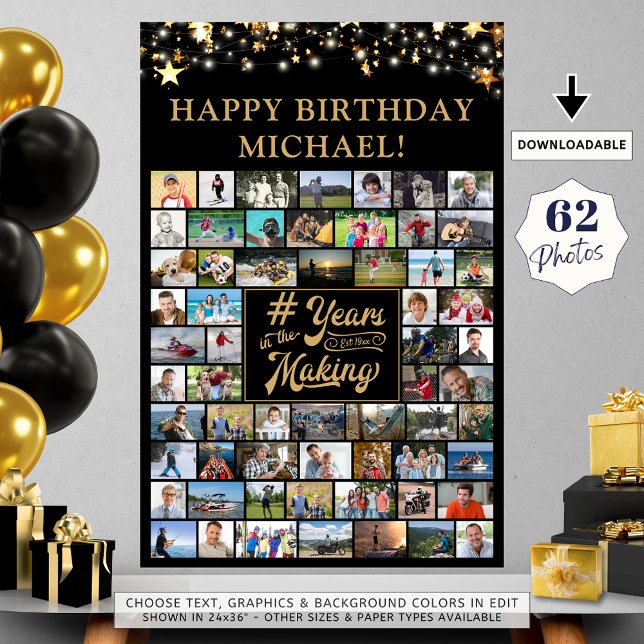Póster Cumpleaños 62 Collages de fotos # Años en preparac (Subido por el creador)
