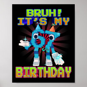 Póster Cumpleaños 67 Sesenta Y Siete 6-7 Cerebro Divertid