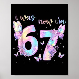 Póster Cumpleaños 6 7 niña mariposa 7º cumpleaños