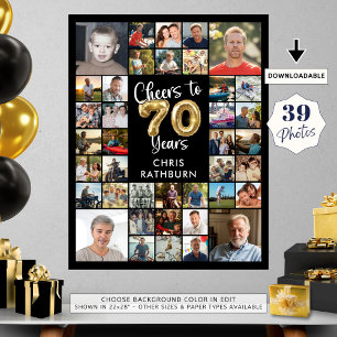 Póster Cumpleaños 70: 39 años de Collage de fotos Saludos