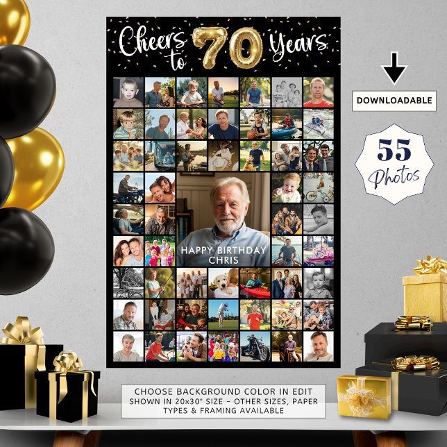 Póster Cumpleaños 70 55 Collages de fotos Saludos a 70 añ (Subido por el creador)